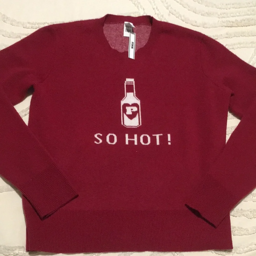 PINK Victoria's Secret Red 'So Hot!' Graphic Crewneck Sweater